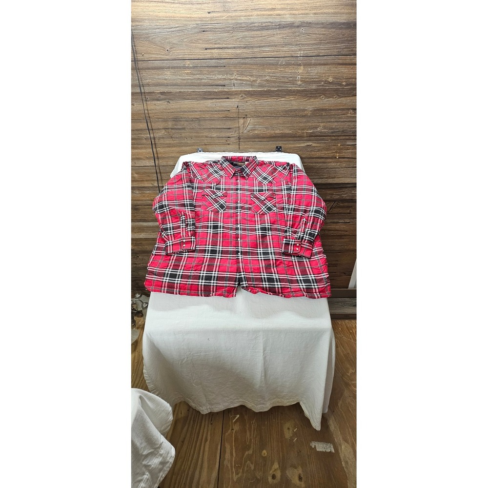 Big Mac Mens 4XLT Red Plaid Quilted Flannel Shirt Jacket Snap Front Big & Tall